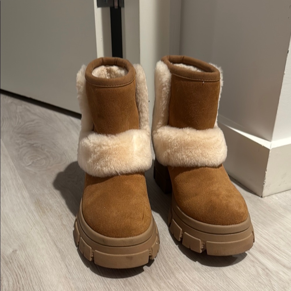 Ugg heeled Ankle Boots with Faux Fur Lining